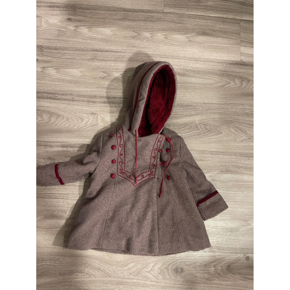 Vintage Wool Toddler Girl Jacket Hooded Coat Purple Retro Cottagecore